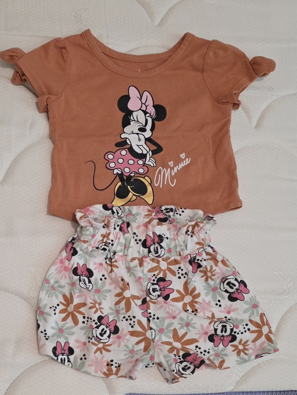 Disney Minnie Mouse Baby Girl 2-Piece Outfit – Ruffle Top & Floral Shorts